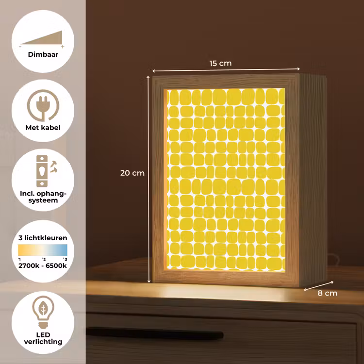 Stippen - Modern - Geel Light Box met kabel (Tafellamp) klein 925 -USP_NL