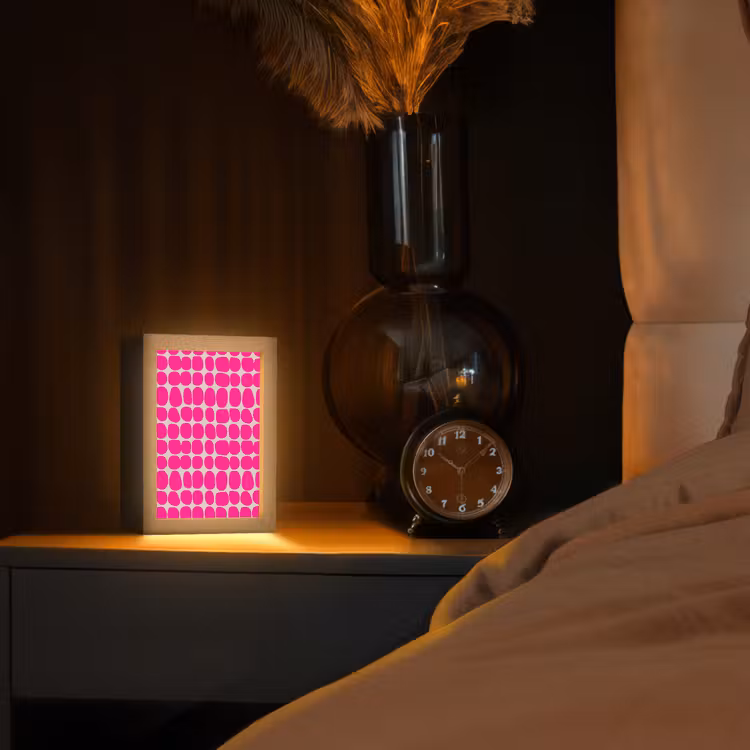 Stippen - Patroon - Roze Light Box met kabel (Tafellamp) klein 925 -sfeer1