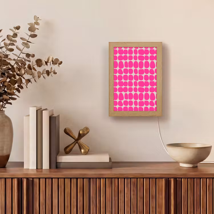 Stippen - Patroon - Roze Light Box met kabel (Tafellamp) klein 925 -sfeer2