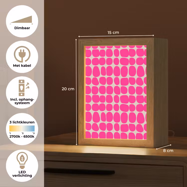 Stippen - Patroon - Roze Light Box met kabel (Tafellamp) klein 925 -USP_NL