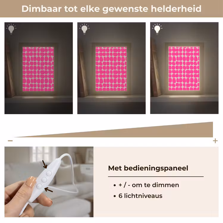 Stippen - Patroon - Roze Light Box met kabel (Tafellamp) klein 925 -USP_dimbaarNL