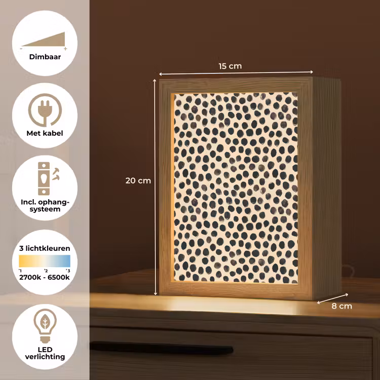 Stippen - Patroon - Zwart Light Box met kabel (Tafellamp) klein 925 -USP_NL