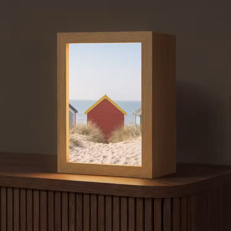 Strand - Huisjes - Kleurrijk - Duinen Light Box met kabel (Tafellamp) klein -z3d_website