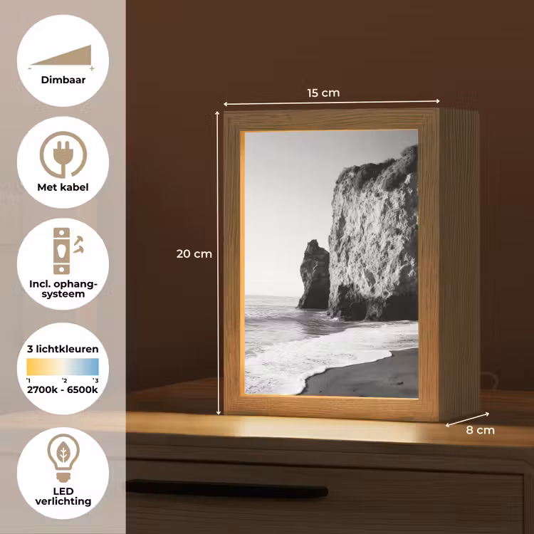 Strand - Klif - Golven - Voetstappen Light Box met kabel (Tafellamp) klein -USP_NL