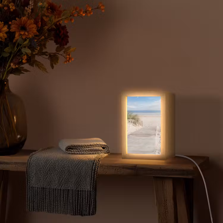 Strand - Pad - Duinen - Zee - Zomer Light Box met kabel (Tafellamp) klein -sfeer4