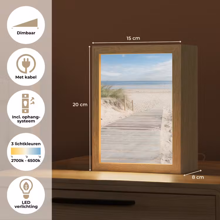 Strand - Pad - Duinen - Zee - Zomer Light Box met kabel (Tafellamp) klein -USP_NL
