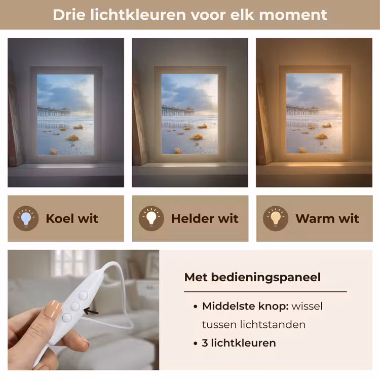 Strand - Pier - Zeewier - Zee - Zomer Light Box met kabel (Tafellamp) klein -USP_lichtkleurNL