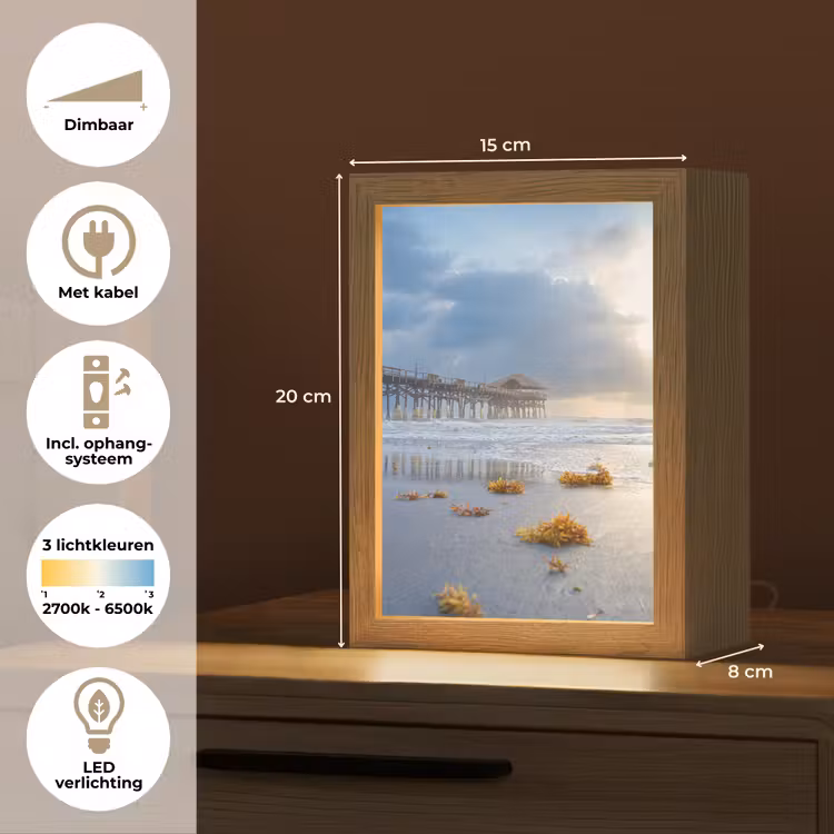 Strand - Pier - Zeewier - Zee - Zomer Light Box met kabel (Tafellamp) klein -USP_NL