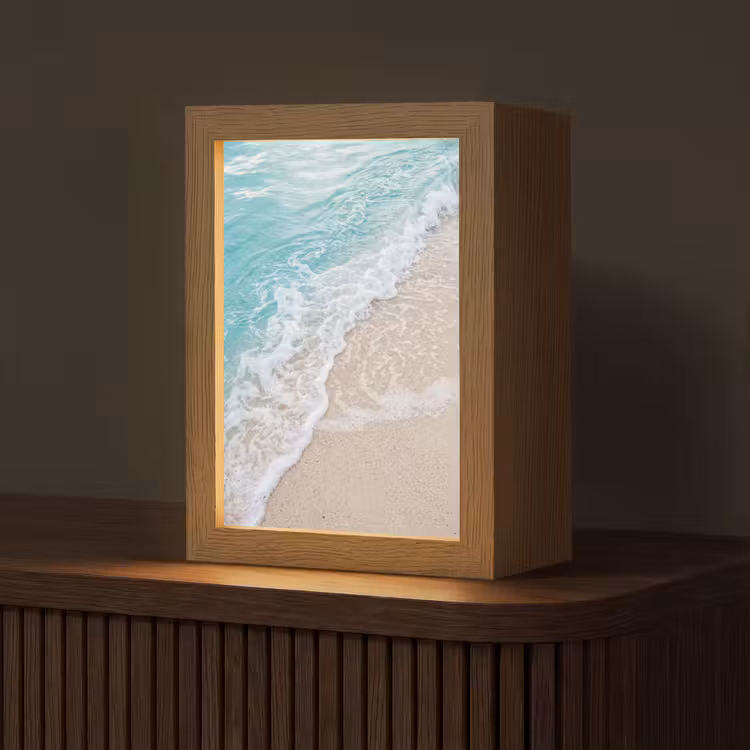 Strand - Zee - Golf - Natuur - Blauw Light Box met kabel (Tafellamp) klein -z3d_website
