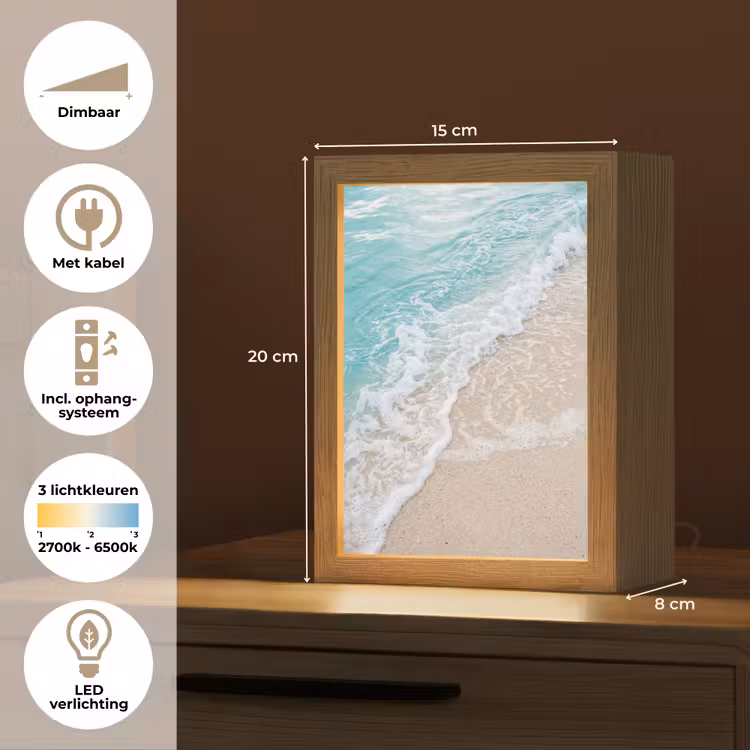 Strand - Zee - Golf - Natuur - Blauw Light Box met kabel (Tafellamp) klein -USP_NL