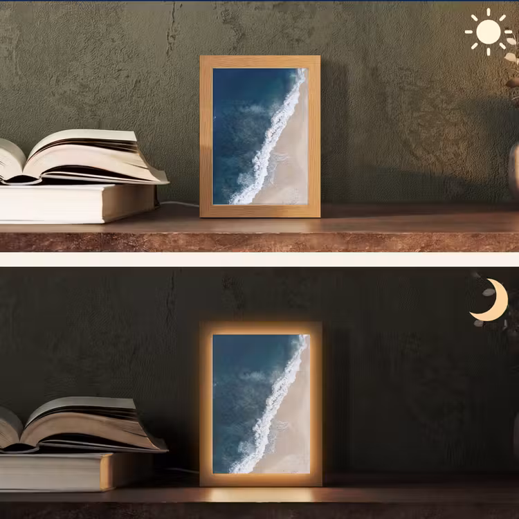 Strand - Zee - Golven Light Box met kabel (Tafellamp) klein -sfeer3