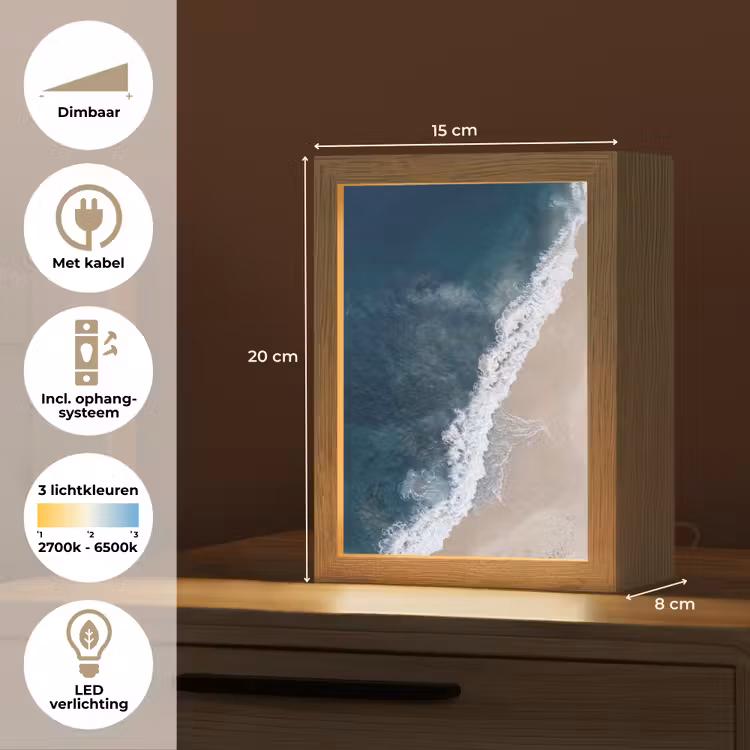 Strand - Zee - Golven Light Box met kabel (Tafellamp) klein -USP_NL