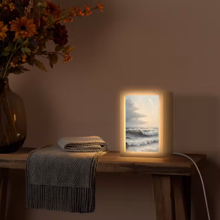 Strand - Zee - Zonsondergang Light Box met kabel (Tafellamp) klein -sfeer4