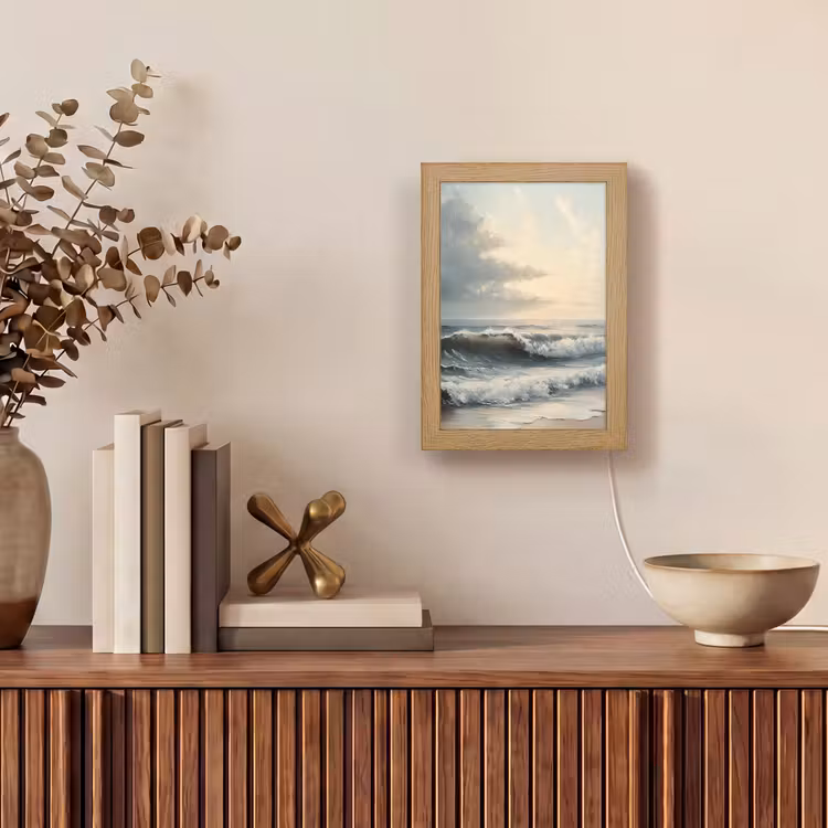 Strand - Zee - Zonsondergang Light Box met kabel (Tafellamp) klein -sfeer2