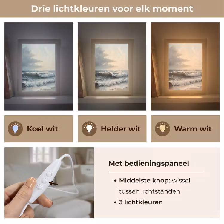 Strand - Zee - Zonsondergang Light Box met kabel (Tafellamp) klein -USP_lichtkleurNL