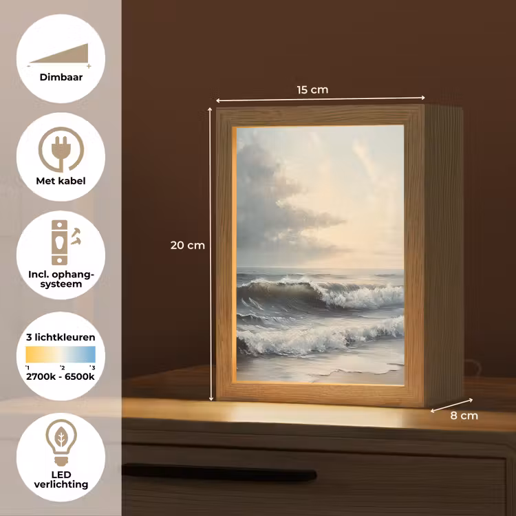 Strand - Zee - Zonsondergang Light Box met kabel (Tafellamp) klein -USP_NL