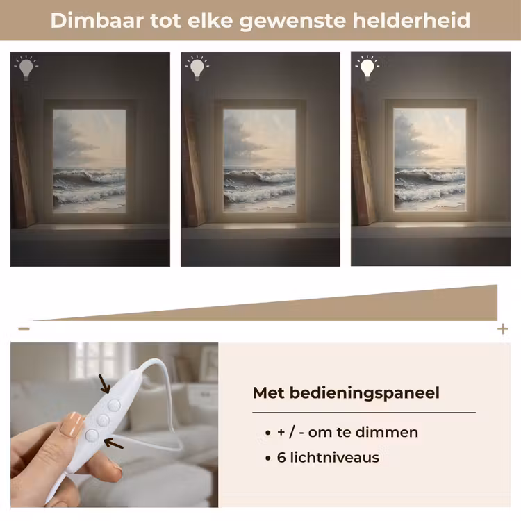 Strand - Zee - Zonsondergang Light Box met kabel (Tafellamp) klein -USP_dimbaarNL