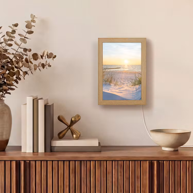Strand - Zon - Duin - Gras - Zand - Horizon Light Box met kabel (Tafellamp) klein -sfeer2