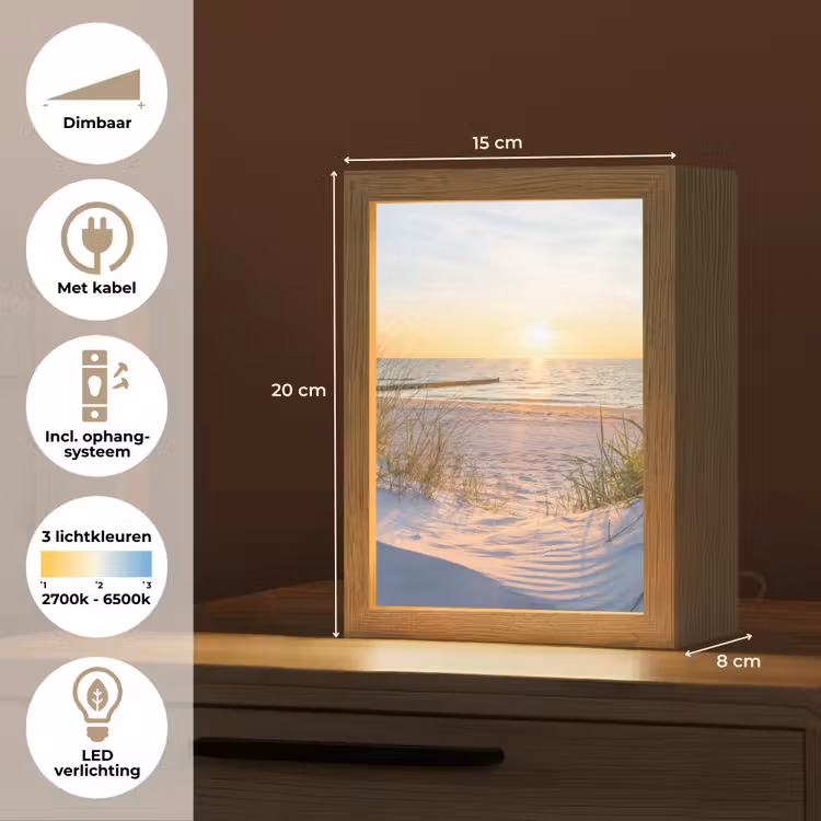 Strand - Zon - Duin - Gras - Zand - Horizon Light Box met kabel (Tafellamp) klein -USP_NL