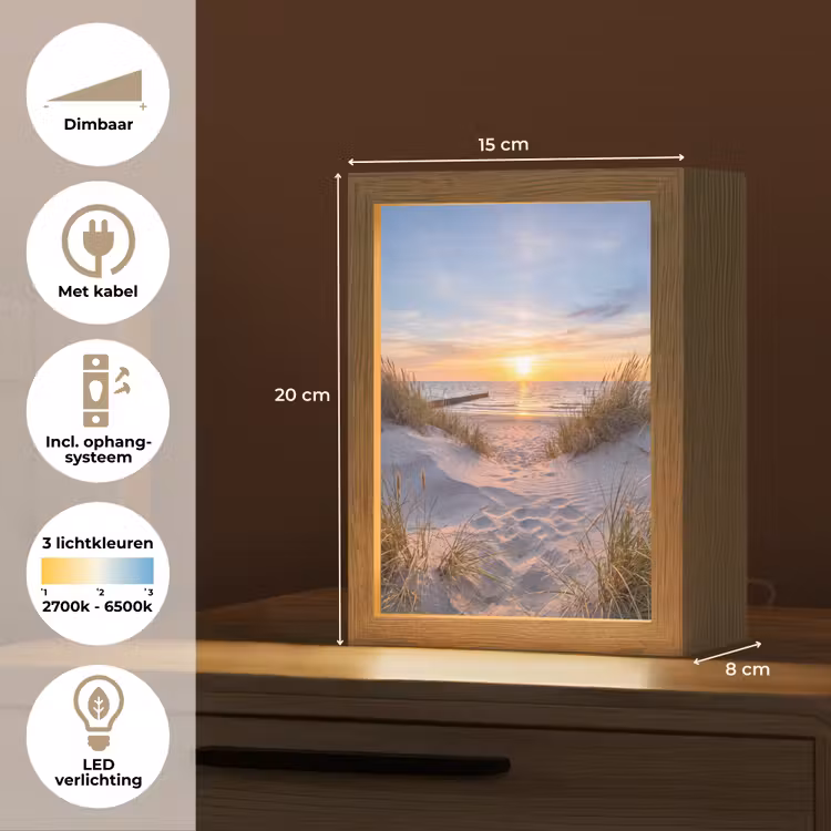 Strand - Zonsondergang - Natuur - Landschap Light Box met kabel (Tafellamp) klein -USP_NL