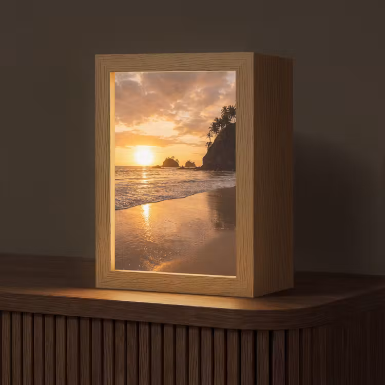 Strand - Zonsondergang - Natuur - Tropisch - Oranje Light Box met kabel (Tafellamp) klein -z3d_website