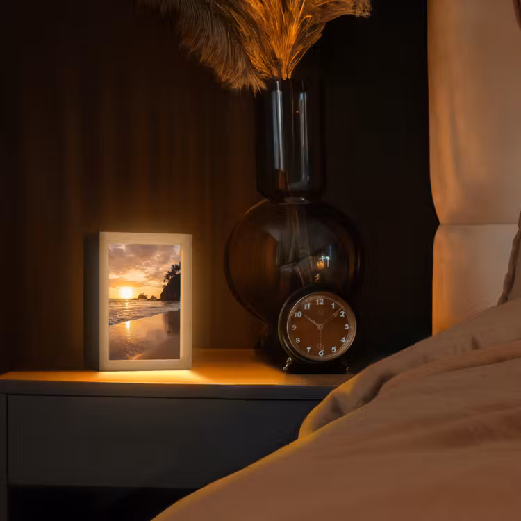 Strand - Zonsondergang - Natuur - Tropisch - Oranje Light Box met kabel (Tafellamp) klein -sfeer1