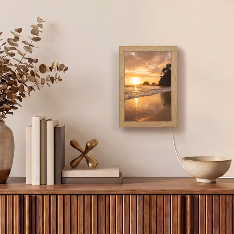Strand - Zonsondergang - Natuur - Tropisch - Oranje Light Box met kabel (Tafellamp) klein -sfeer2