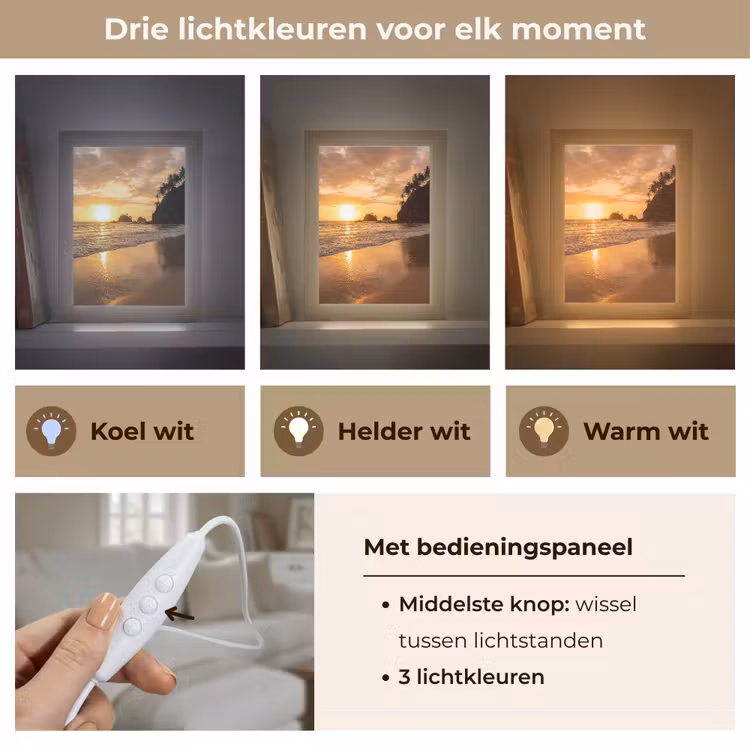 Strand - Zonsondergang - Natuur - Tropisch - Oranje Light Box met kabel (Tafellamp) klein -USP_lichtkleurNL