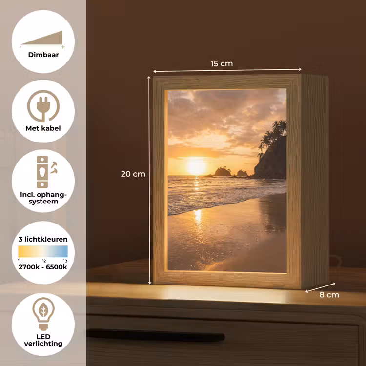 Strand - Zonsondergang - Natuur - Tropisch - Oranje Light Box met kabel (Tafellamp) klein -USP_NL