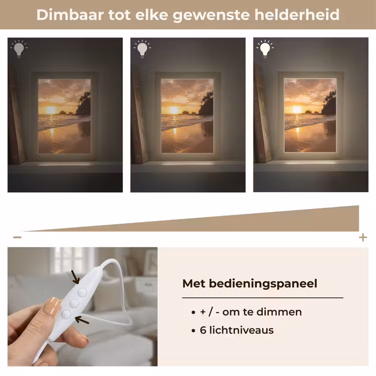 Strand - Zonsondergang - Natuur - Tropisch - Oranje Light Box met kabel (Tafellamp) klein -USP_dimbaarNL