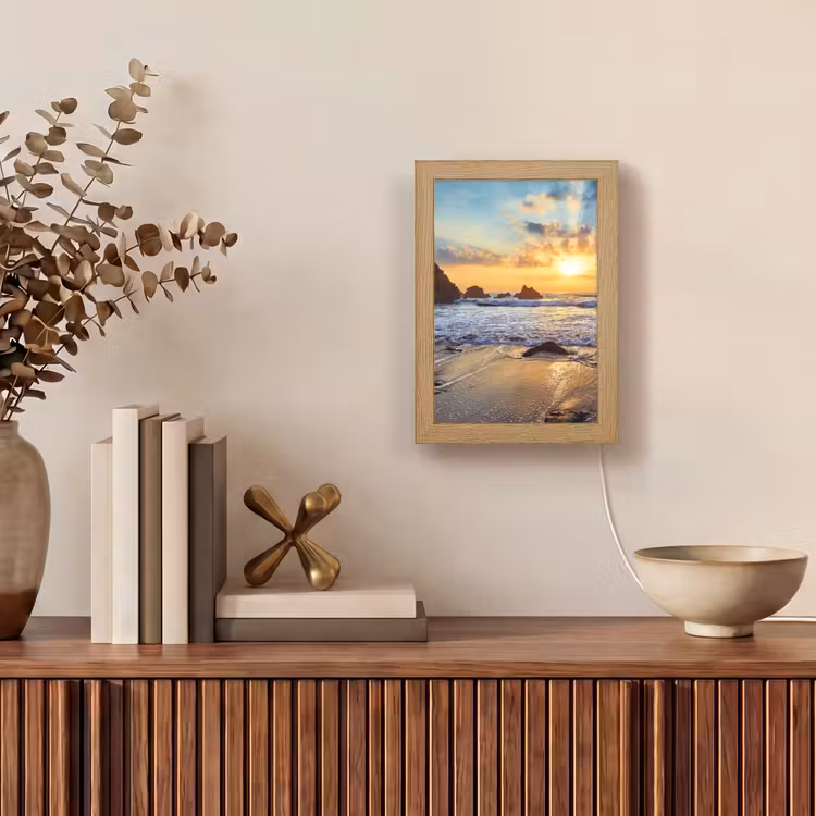 Strand - Zonsondergang - Natuur - Zee - Landschap Light Box met kabel (Tafellamp) klein -sfeer2