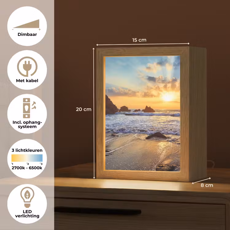 Strand - Zonsondergang - Natuur - Zee - Landschap Light Box met kabel (Tafellamp) klein -USP_NL