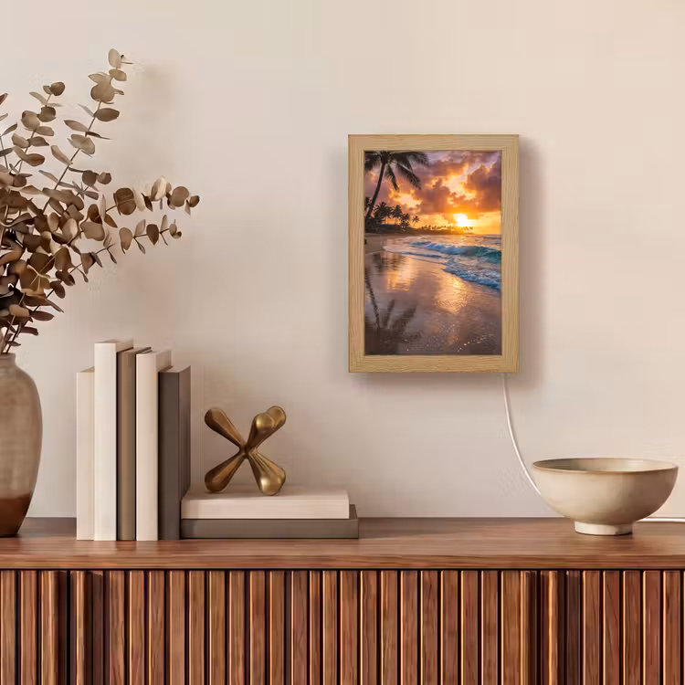 Strand - Zonsopgang - Tropisch - Natuur - Oranje Light Box met kabel (Tafellamp) klein -sfeer2