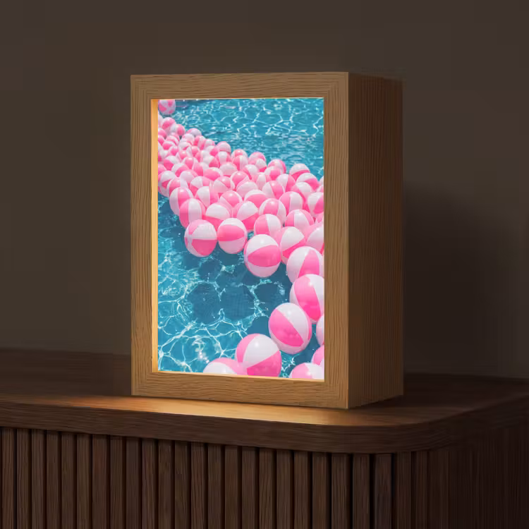 Strandballen - Roze - Water Light Box met kabel (Tafellamp) klein -z3d_website