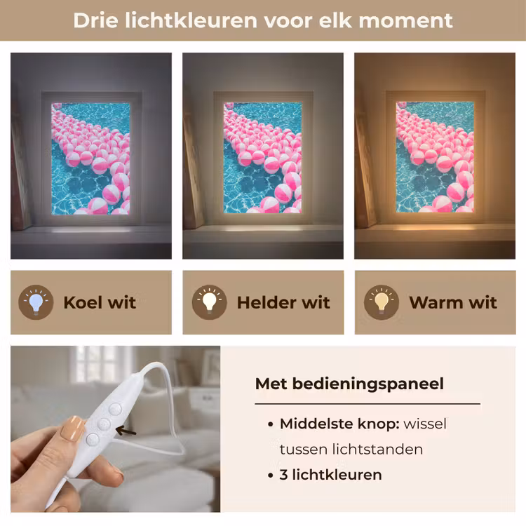 Strandballen - Roze - Water Light Box met kabel (Tafellamp) klein -USP_lichtkleurNL