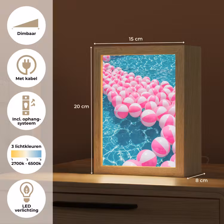 Strandballen - Roze - Water Light Box met kabel (Tafellamp) klein -USP_NL