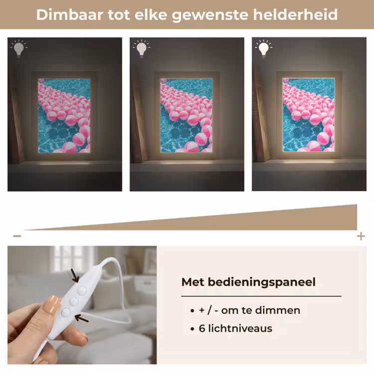 Strandballen - Roze - Water Light Box met kabel (Tafellamp) klein -USP_dimbaarNL