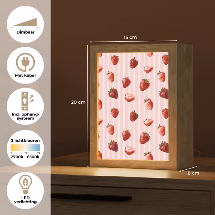 Strepen - Aardbei - Roze Light Box met kabel (Tafellamp) klein 925 -USP_NL