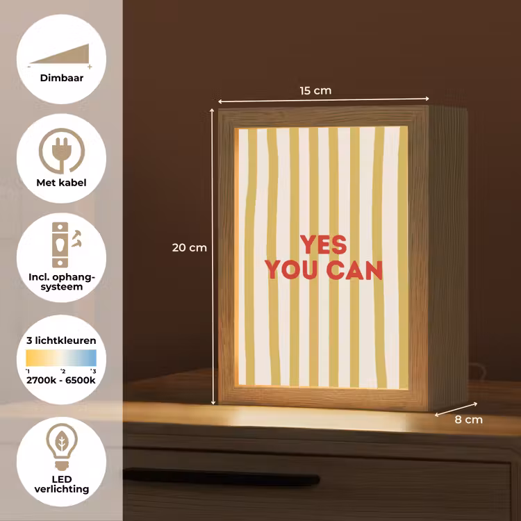 Strepen - Abstract - Yes you can - Rood Light Box met kabel (Tafellamp) klein -USP_NL