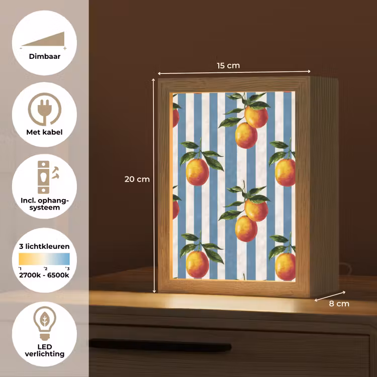 Strepen - Citroen - Blauw Light Box met kabel (Tafellamp) klein 925 -USP_NL