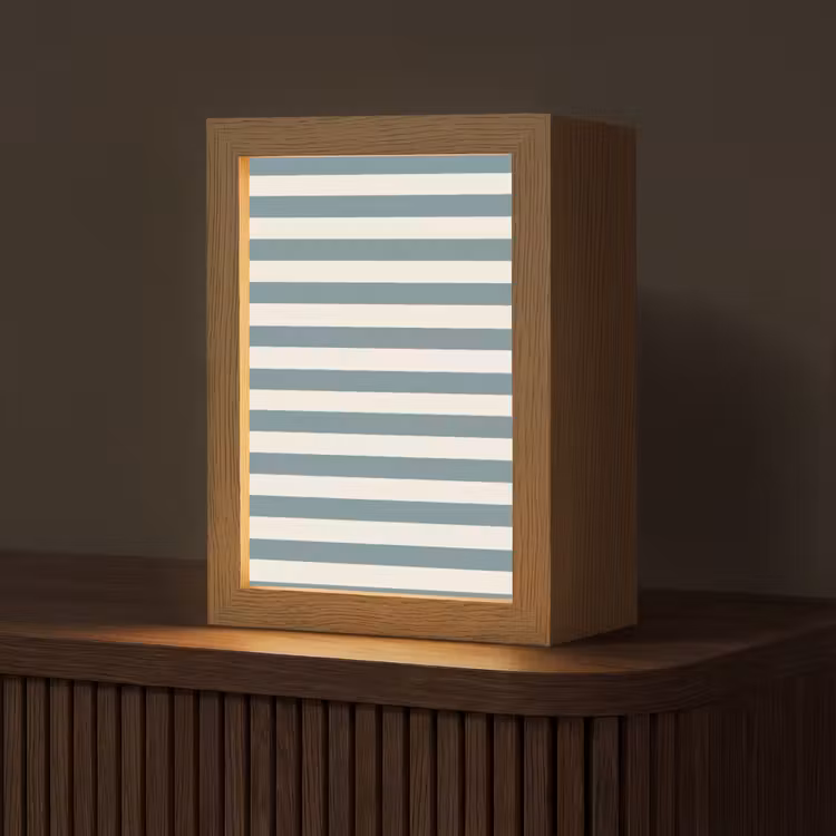 Strepen - Modern - Blauw Light Box met kabel (Tafellamp) klein 925 -z3d_website
