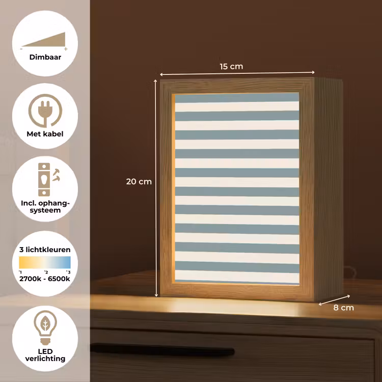 Strepen - Modern - Blauw Light Box met kabel (Tafellamp) klein 925 -USP_NL