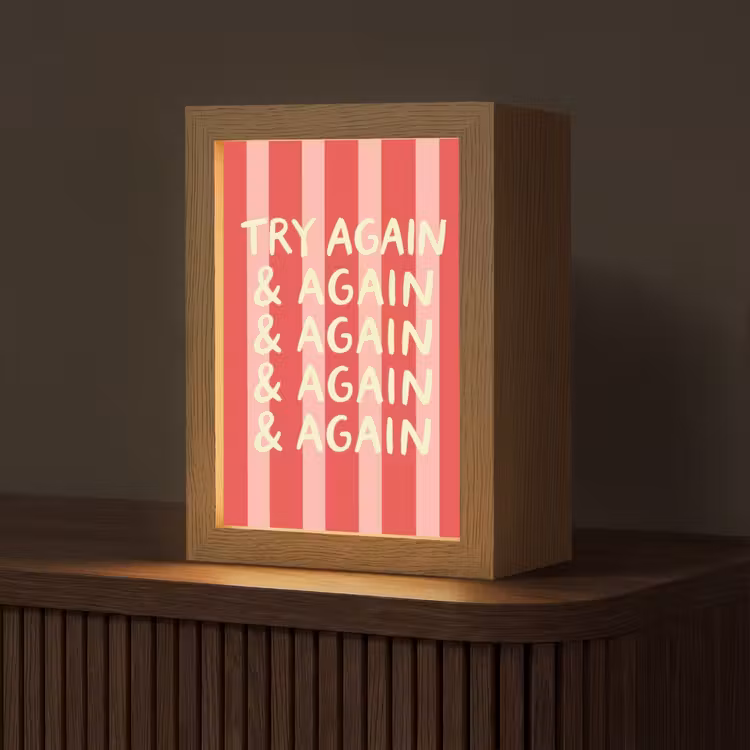Strepen - Rood - Try again Light Box met kabel (Tafellamp) klein -z3d_website