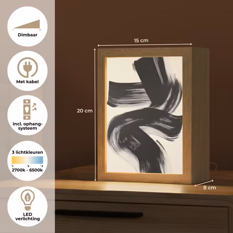 Strepen - Zwart - Abstract Light Box met kabel (Tafellamp) klein -USP_NL