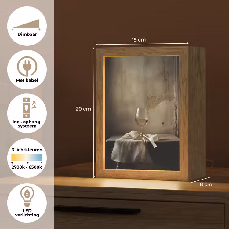 Strik - Beige - Witte - Wijn Light Box met kabel (Tafellamp) klein -USP_NL