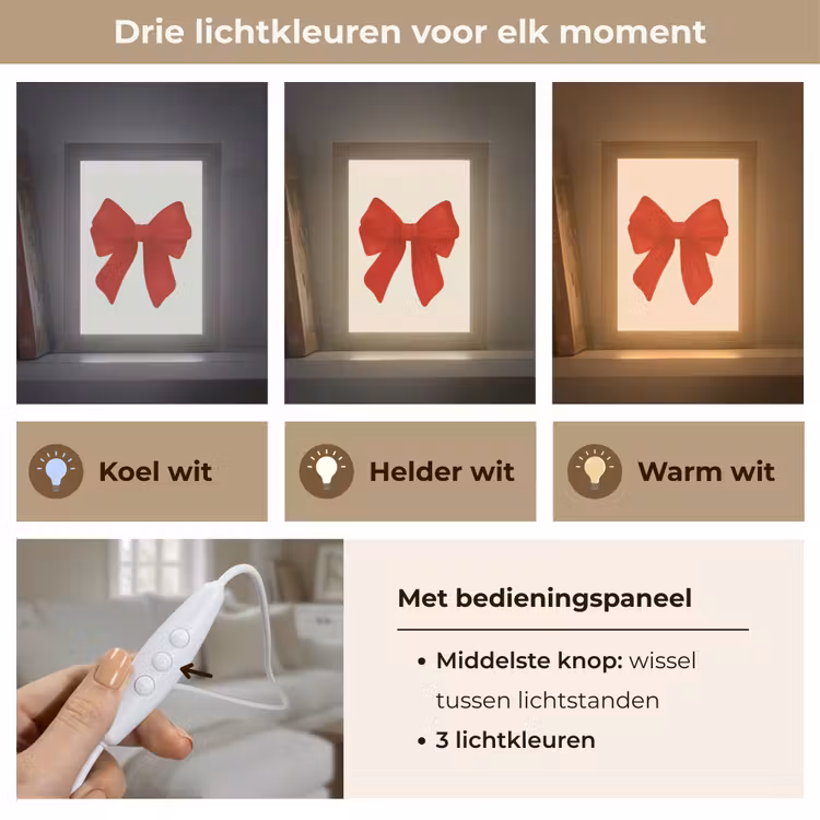 Strik - Symmetrisch - Rood - Lint Light Box met kabel (Tafellamp) klein -USP_lichtkleurNL