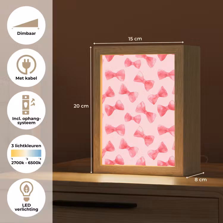 Strikken - Aquarel - Roze Light Box met kabel (Tafellamp) klein 925 -USP_NL