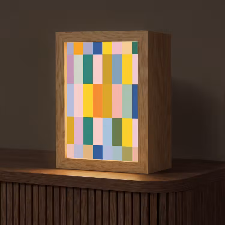 Stroken - Blauw - Patroon - Abstract Light Box met kabel (Tafellamp) klein -z3d_website