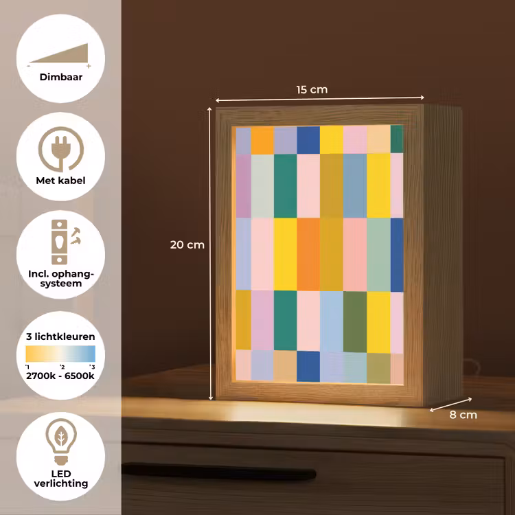 Stroken - Blauw - Patroon - Abstract Light Box met kabel (Tafellamp) klein -USP_NL