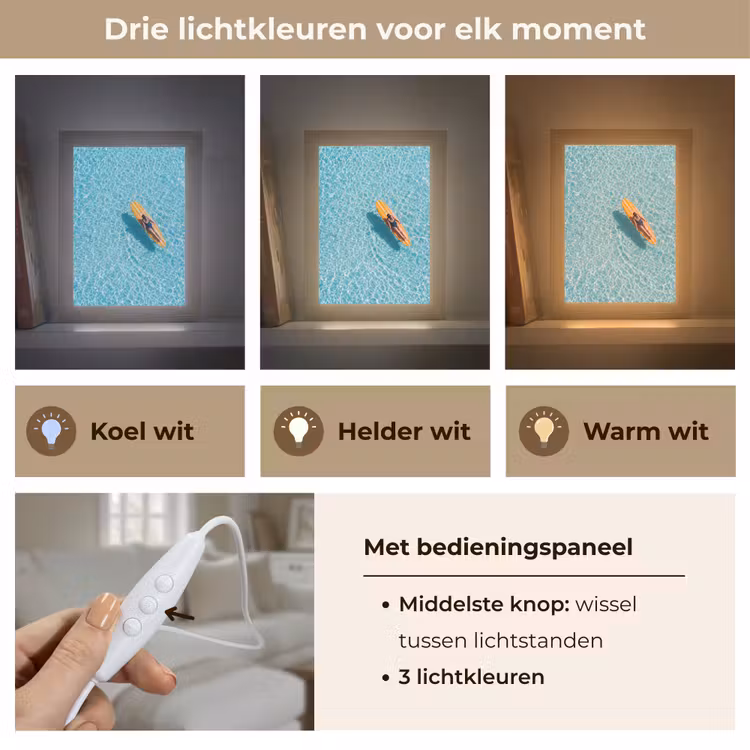 Surfboard - Water - Badpak - Oranje Light Box met kabel (Tafellamp) klein -USP_lichtkleurNL